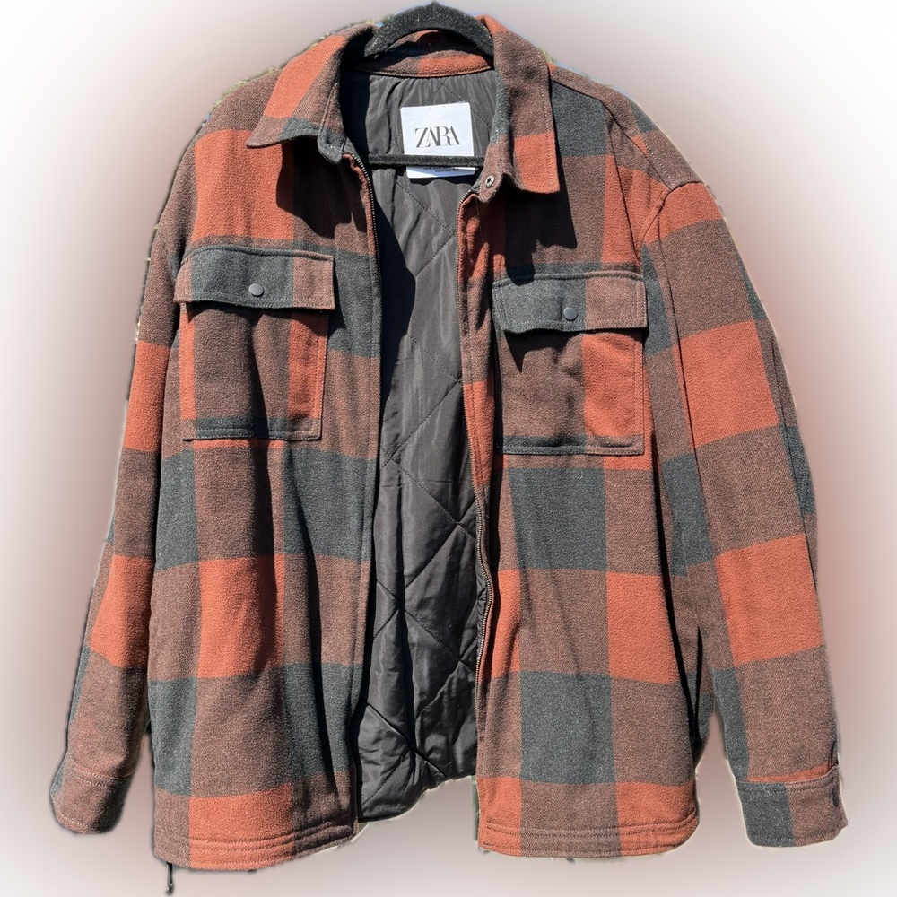 Zara Black and Brown Checkered Coat